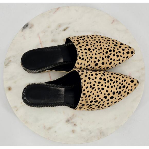 Dolce Vita Ekko Leopard Calf Hair Pointed Toe Slides - Picture 6 of 10